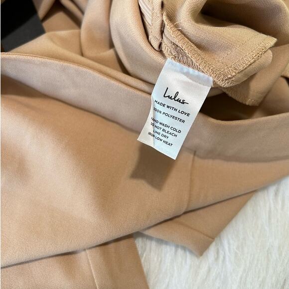 Lulus Kick It Beige High-Waisted Trousers Dress Pants Size XL Pleated Office NWT - Picture 8 of 15